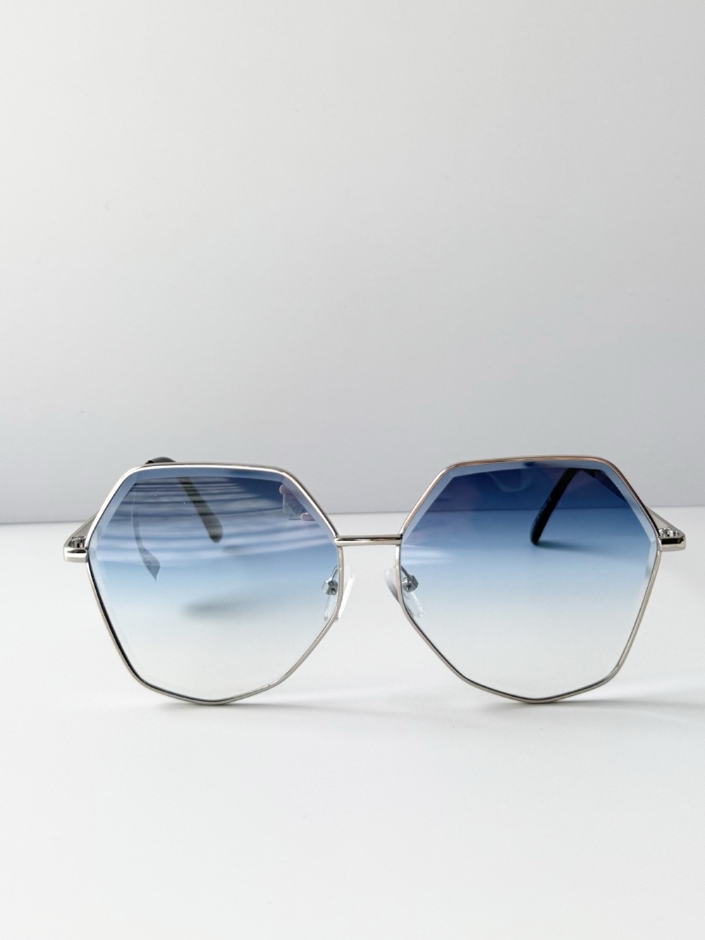 Free People Jolene Oversized Hexagonal Sunglasses in Blue/Silver | NWT - Picture 5 of 7